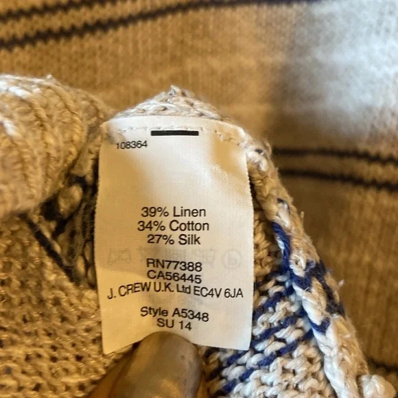 Madewell Cabin Stripe Natural & Navy Linen Silk Sweater Size M - Picture 12 of 12